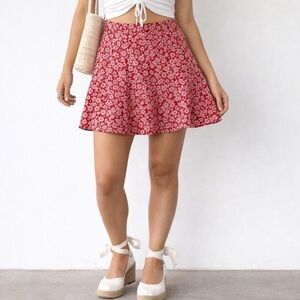 American Eagle Floral Red Skirt